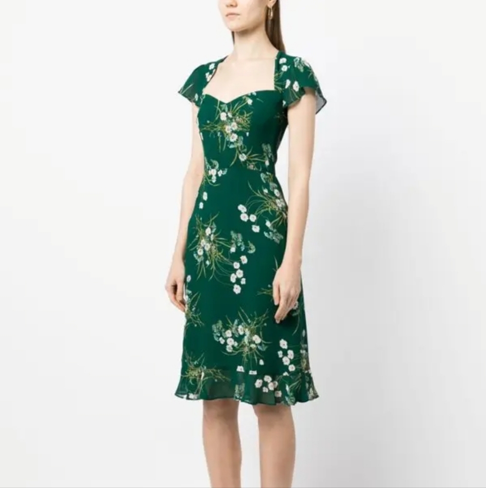 Rosie Dark Green Floral Midi DRESS 0/XS